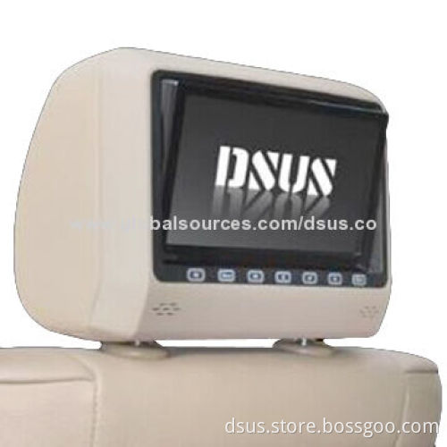 In-car 8-inch headrest DVD player with swiveling screen/SD/USB/FM and IR/touch buttons